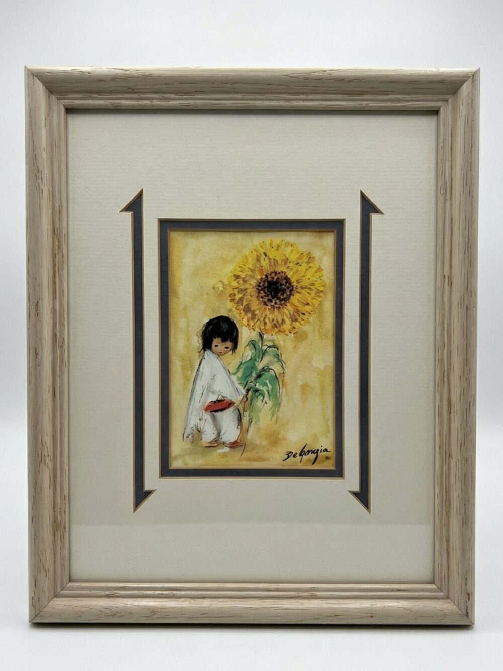 Vintage Style Ted DeGrazia "The Sunflower" 9x11 Professional Framed Art